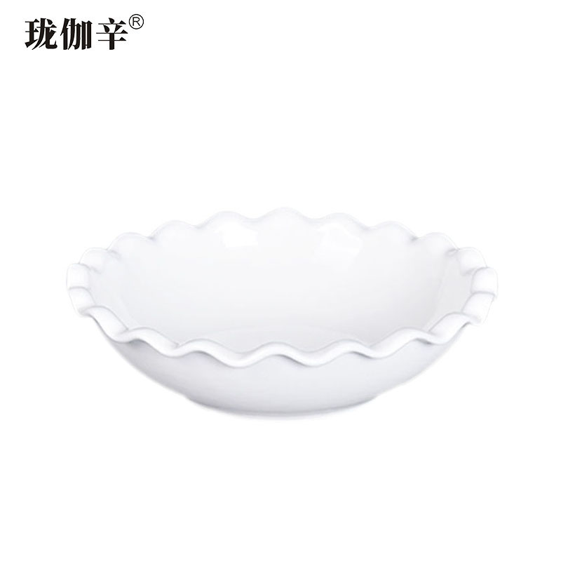 珑伽辛 白色陶瓷太阳碗 菜碗 9英寸/个高清大图