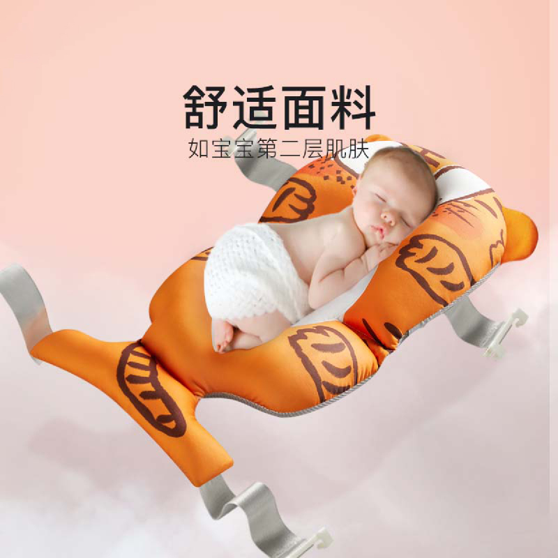 DuDi/青蛙嘟迪 母婴幼儿婴童浴盆新生幼儿浴盆可坐躺宝宝折叠感温沐浴盆浴垫套装 粉色+虎虎生威