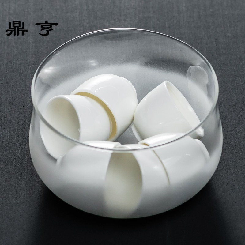 鼎亨耐热玻璃云雾茶洗 日式雾化磨砂玻璃杯洗建水茶具消毒锅茶道