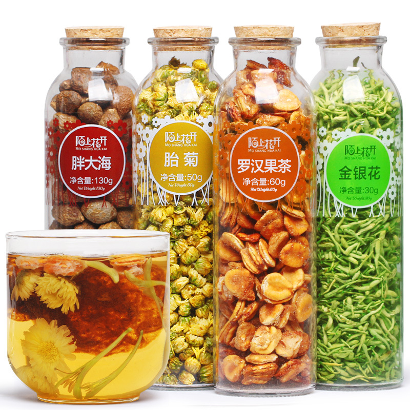 胖大海菊花茶金银花教师罗汉果花茶组合罐装高清实拍图