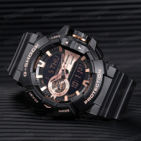 卡西欧（CASIO） 石英表 男 G-SHOCK系列日韩品牌运动表红黑色石英防水树脂带通用手表GA-400