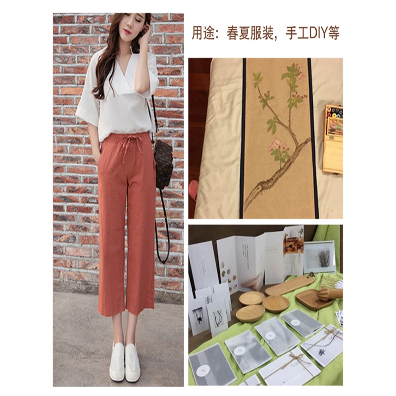 棉麻布料服装面料 衣服亚麻布薄夏季刺绣绣花diy手工布头 16号黑色/半米价高清大图