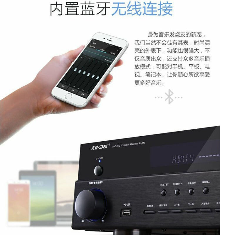 先科(SAST)5.1声道家庭影院功放机支持蓝牙HDMI接口4k高清家用音响电视音响放大器AV功放SU-110高清大图