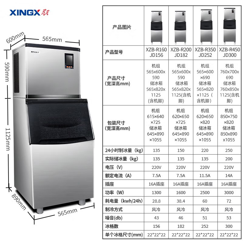 星星(XINGX)XZB-R450JD300制冰机300冰格 商用制冰机 奶茶店酒吧KTV设备造冰机商用高清大图
