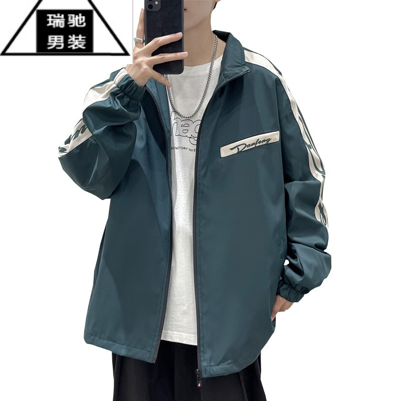 希杰狮王外套男士秋季2022新款运动港风ins潮牌宽松翻领夹克痞帅休闲上衣