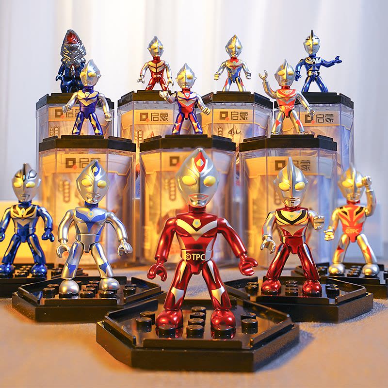 启蒙奥特英雄口袋积木人全套奥特曼盲盒玩具正版手办公仔套装卡片 经典版第二弹12款图片