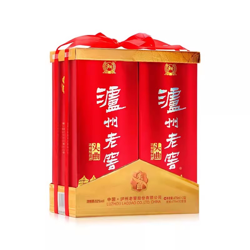 商超同款 泸州老窖头曲浓香型白酒 52度 475ml*2瓶 礼盒装 送礼婚宴高清大图