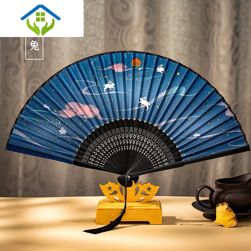 御蓝锦半透长柄团扇儿童古风扇子夏舞蹈女中国风汉服旗袍古装刺绣小圆扇04雨梦娴 半透丝制 图片 高清实拍大图 苏宁易购