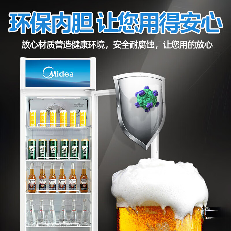 美的(Midea) 展示柜立式冷藏冰柜商用超市啤酒饮料水果茶叶火锅串串麻辣烫蛋糕保鲜双层玻璃门冷藏柜SC-280GM(Q高清大图