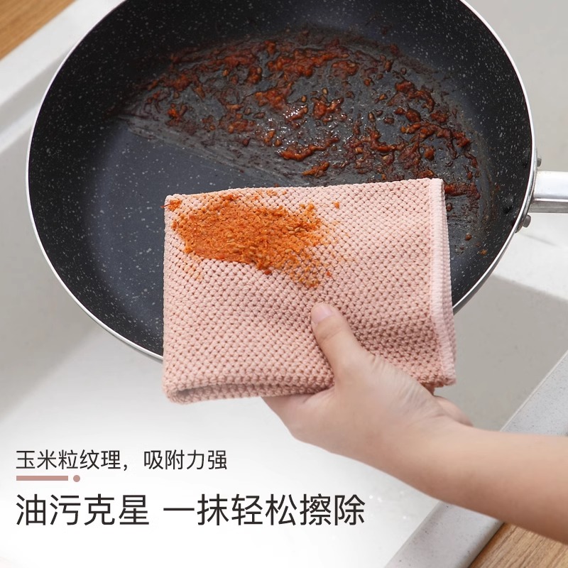 华普思艺6条30*30厨房专用吸水不易沾油掉毛洗碗布玉米粒抹布油利除擦碗桌子百洁布高清大图
