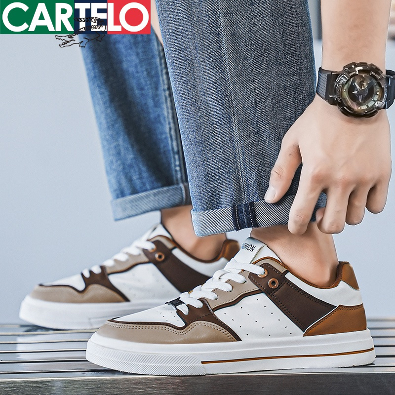 [线下专柜同款]卡帝乐鳄鱼(CARTELO)新款男士休闲鞋板鞋潮鞋小白鞋男鞋