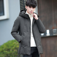 UYUKUYUK羽绒服男2018冬季新款中长款连帽保暖印花加厚冬装韩版修身外套