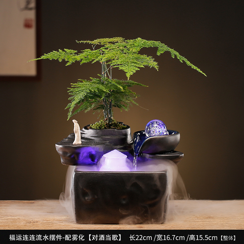 循环流水招财生财鱼缸装饰摆件水晶球轮喷泉景观乔迁开业礼品