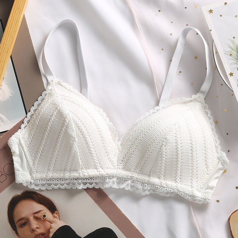 白色内衣女薄款小胸聚拢无钢圈上托少女调整型大胸显小文胸套装美铂娜
