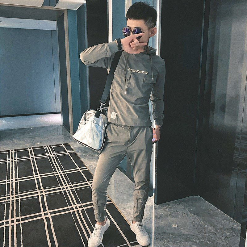 珂卡慕kekamu社会人精神小伙套装男生衣服一套搭配社会卫衣男潮流韩版