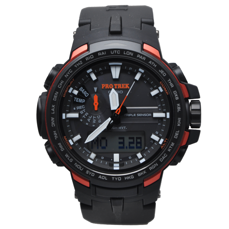 卡西欧casio手表protrek系列太阳能电波登山户外运动男表prw6100y1