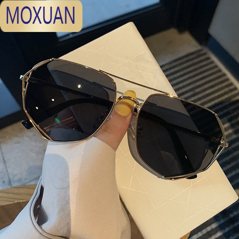 MOXUAN金属多边形新款ins男个性潮流太阳眼镜女圆脸网红情侣街拍墨镜潮太阳镜图片