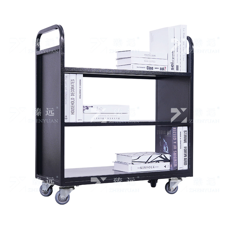 臻远 ZY4092904 档案室推车图书馆小推车手推车 3层平板推车黑色