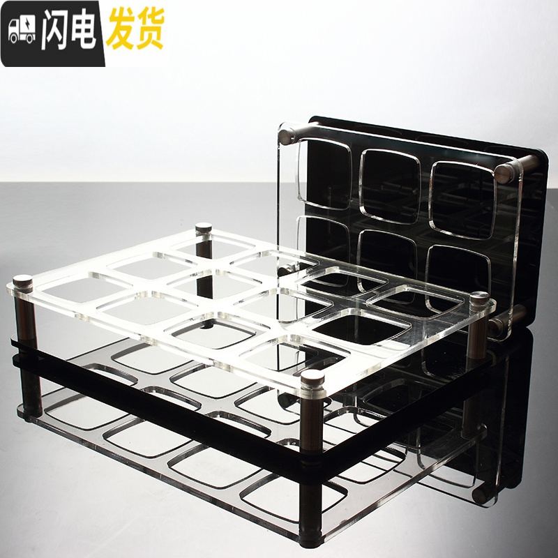 三维工匠家用创意玻璃啤酒杯 洋酒杯白酒杯一口杯 小号四方杯酒具套装 170四方杯12孔套装(含架)