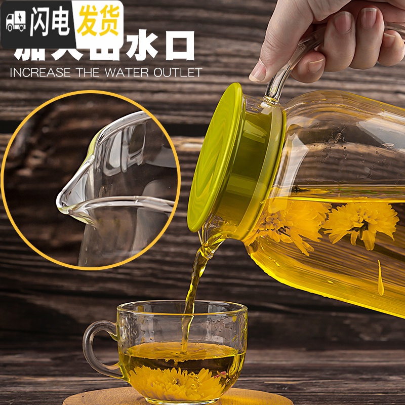 三维工匠耐热玻璃冷水壶高温防爆家用大容量水瓶凉白开水杯茶壶套装凉水壶 条子1.1装小于60度水高清大图