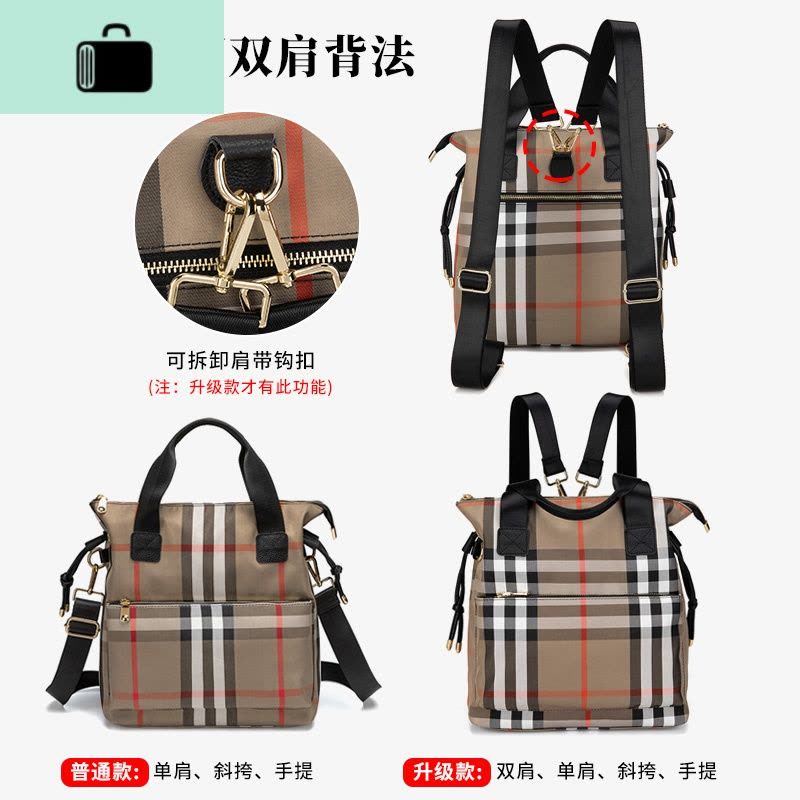 帆布斜跨包女2020新款时尚大容量牛津布多功能格子包手提单肩包包NEW LAKE女斜挎包图片