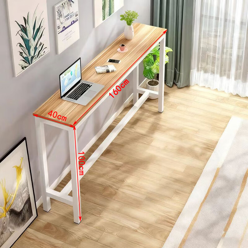 晋舰家用吧台奶茶店高脚桌靠墙商用长条桌酒吧台桌椅组合160*40*100单桌高清大图