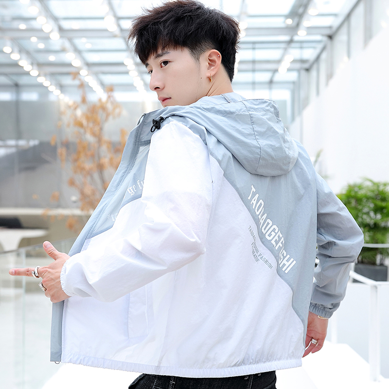 防晒服男夏季超薄透气休闲衣服韩版潮流帅气上衣冰丝风衣男装外套 213上灰色 3XL