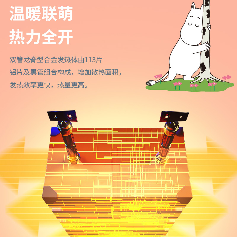 艾美特(Airmate) 取暖器WD22-R16P 电暖器 姆明童趣 移动地暖 踢脚线 远程遥控 家用电暖气高清大图