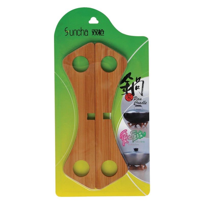 双枪(Suncha)棕色锅盖架 竹质工艺厨房锅架子多功能工具架收纳架厨具 GJ1101