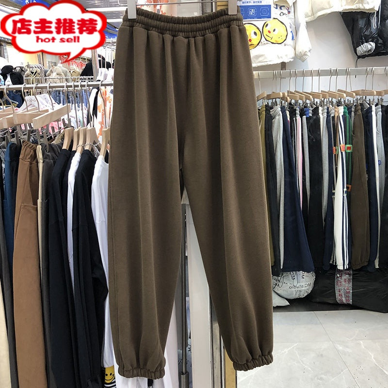 SHANCHAO特大码300斤休闲运动裤男宽松学生宽松束脚抽绳贴标灯笼裤夏季ins