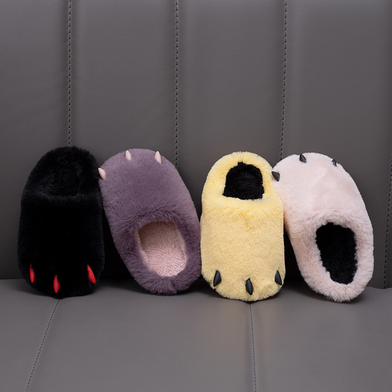 宝宝拖鞋冬季网红可爱毛绒爪子男女童拖鞋室内保暖居家亲子棉拖鞋