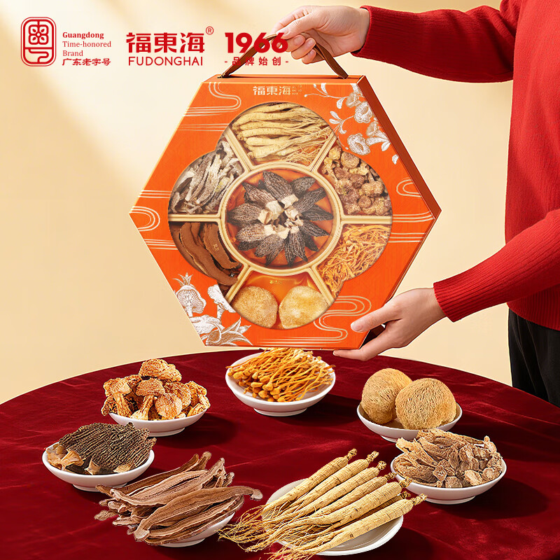 福东海 人参羊肚菌菌菇 寻珍觅境七拼盒装440g