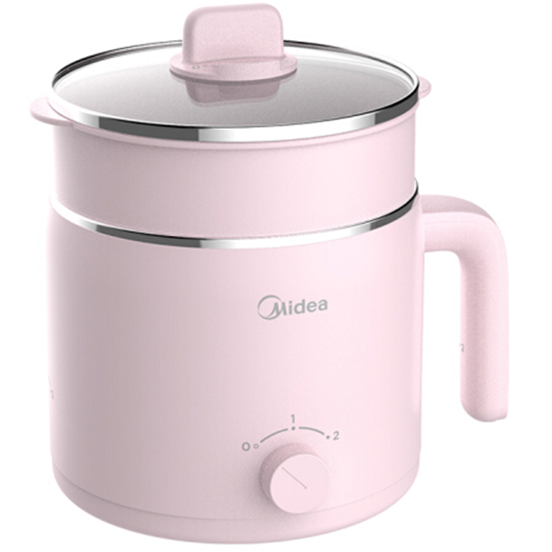 美的(Midea)电火锅MC-DY16Easy102 304不锈钢 两档火力 学生宿舍多功能迷你小煮锅自动断电电热锅