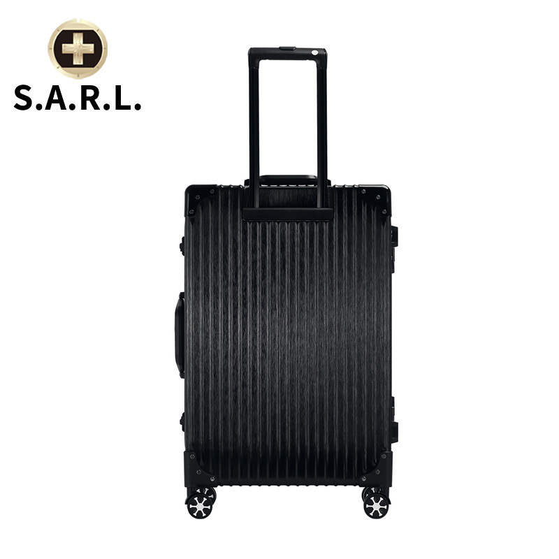 S.A.R.L瑞士拉杆箱 可放17.3英寸及以上手提电脑包铝框静音万向轮旅行箱 男女通用20寸海关密码锁箱 星耀黑20寸