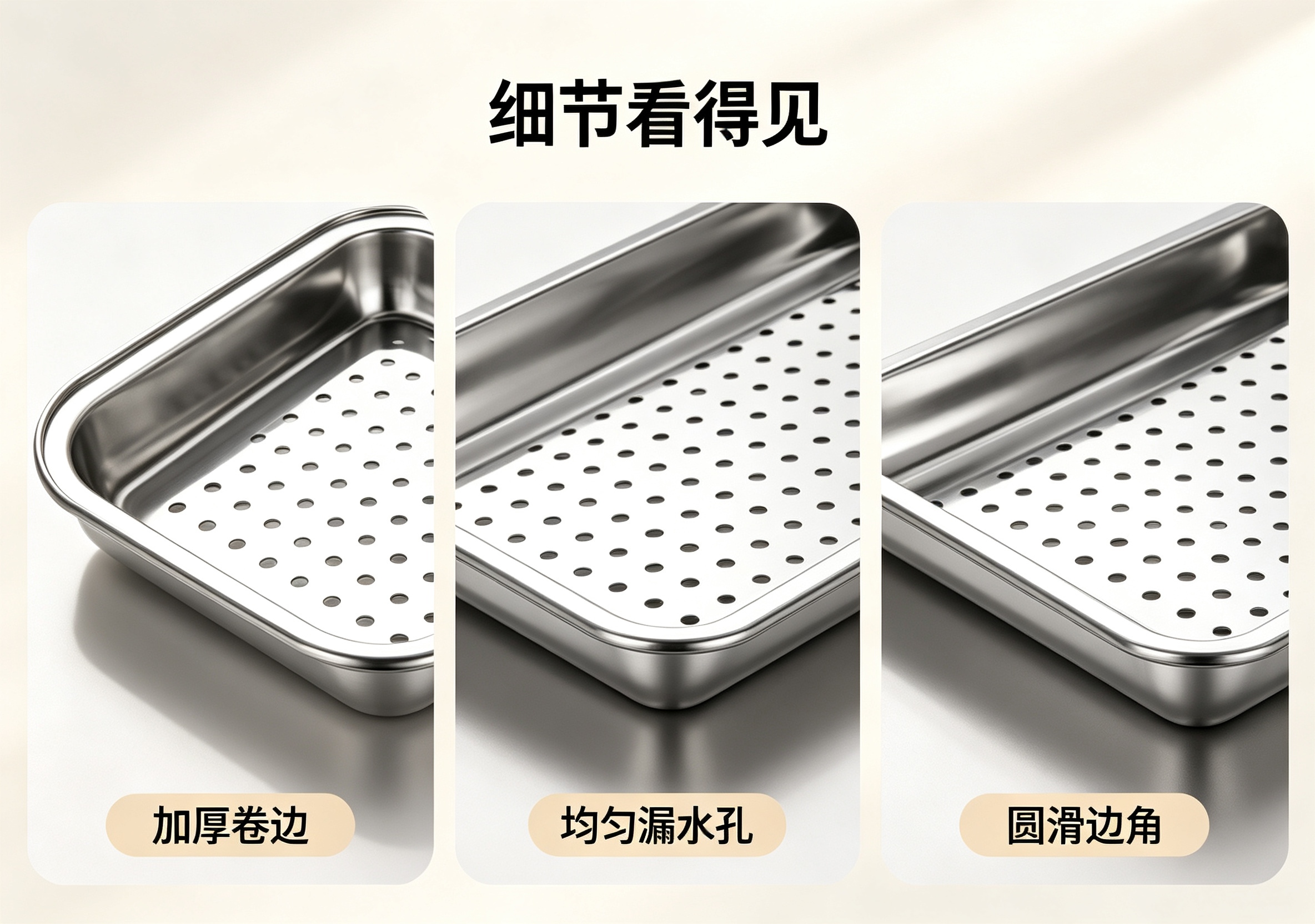千百达 QBD-HNBF60 不锈钢蒸饭盆带孔 600*400 单位:个 银色高清大图