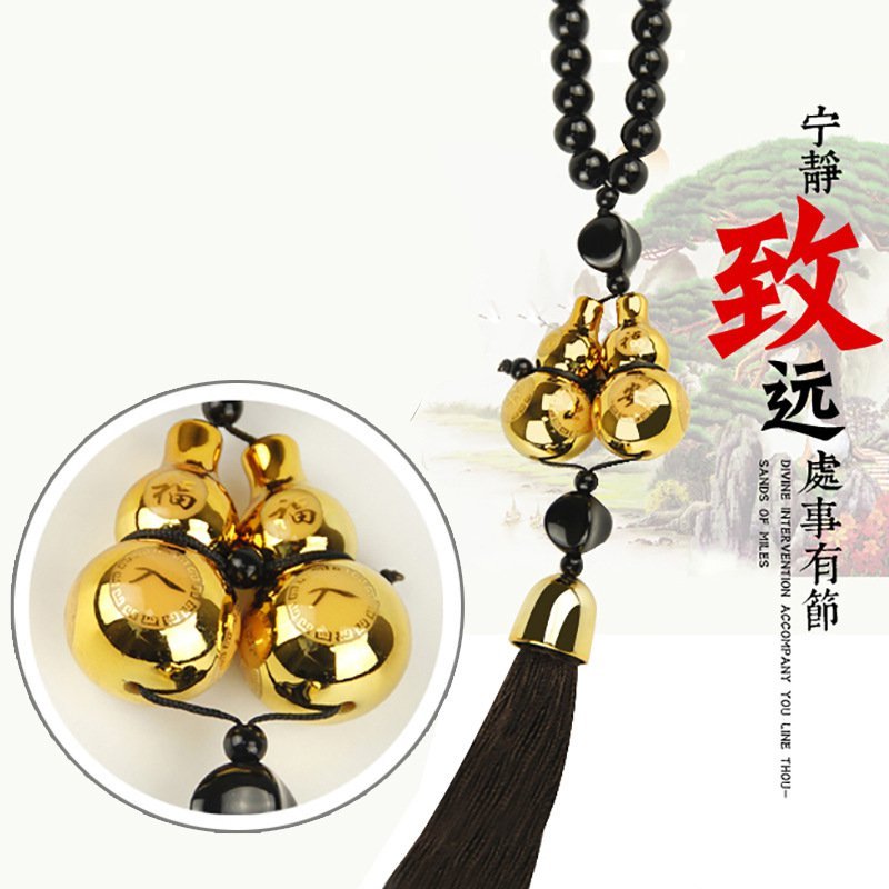 镀金双葫芦汽车挂件 金双葫芦车饰 车内饰品 福禄车挂