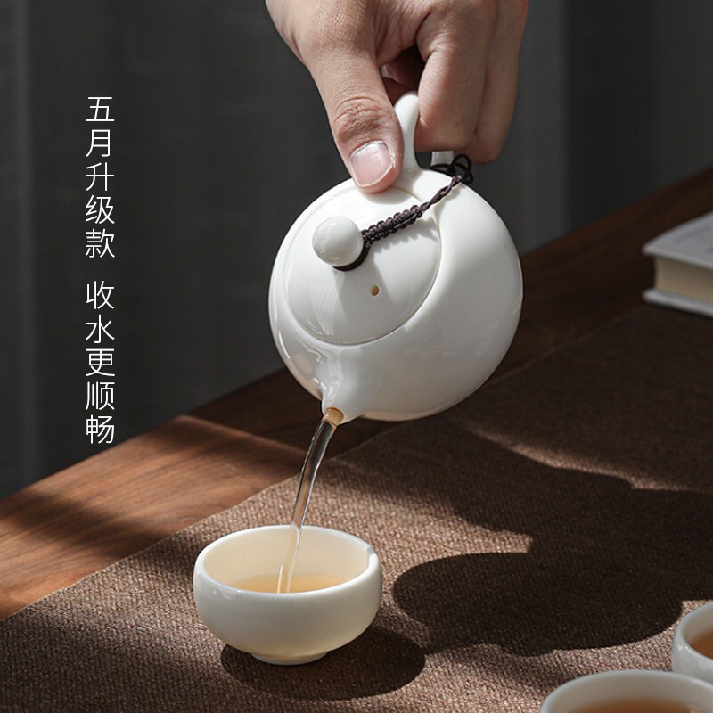 苏氏陶瓷(SUSHI CERAMICS) J0335 羊脂玉茶具组(茶杯茶壶盖碗茶漏组) 12件套 (单位:套)高清大图