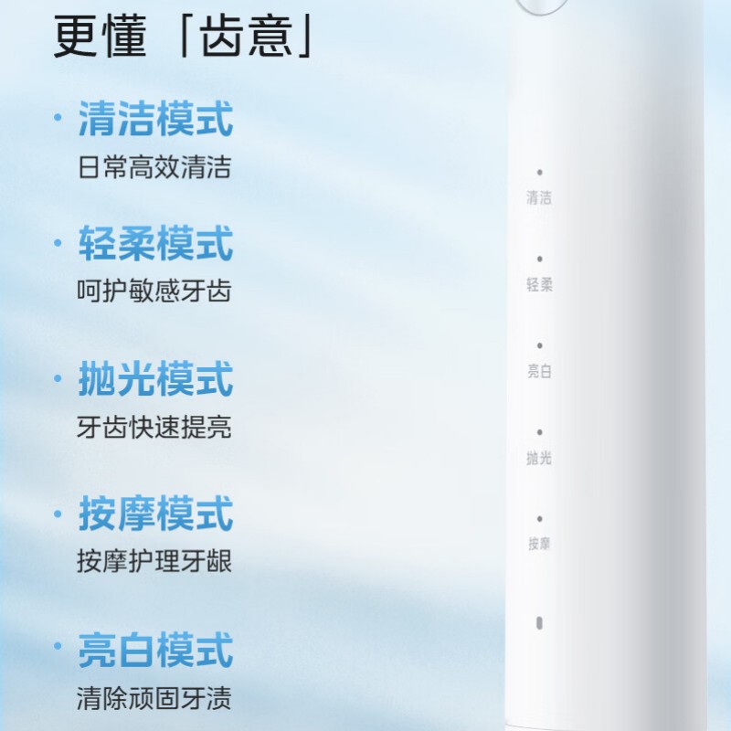 美的(Midea)电动牙刷成人软毛声波全自动防水感应式充电极地白 MC-AJ0101高清大图