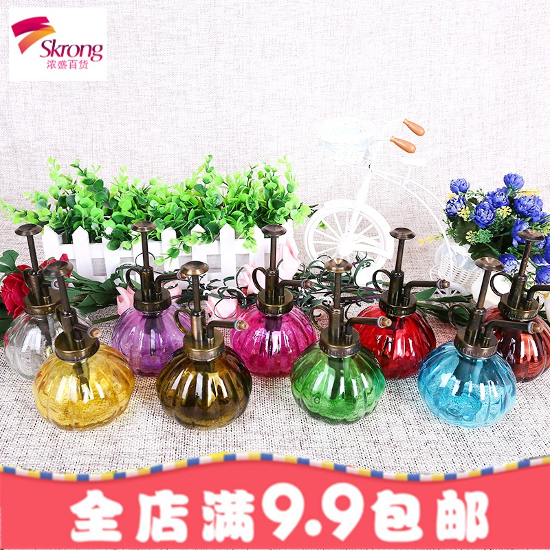 复古园艺浇花彩色小喷壶多肉植物喷水壶家用手压式喷雾瓶洒水壶