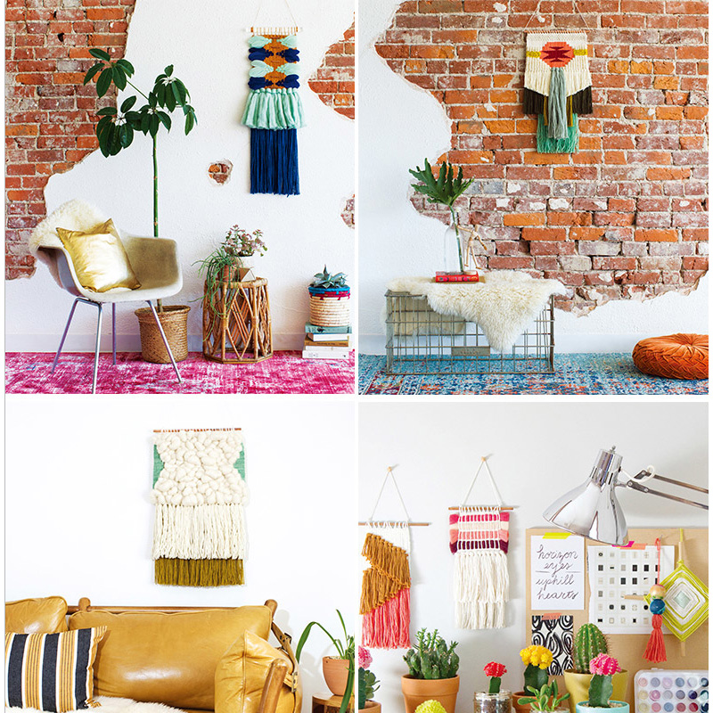 [正版]纤维艺术 美式挂毯编织设计 制作 挂毯地毯抱枕桌旗手拿包编织方法图解织毛衣教程零基础学钩针编织书毛衣编织书籍大高清大图