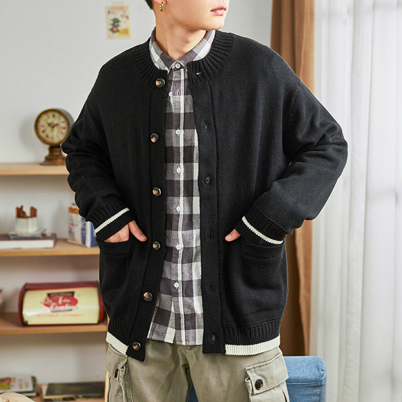 5折价1372元唐狮春新款开衫毛衣男港风潮流个性针织开衫男士韩版外套