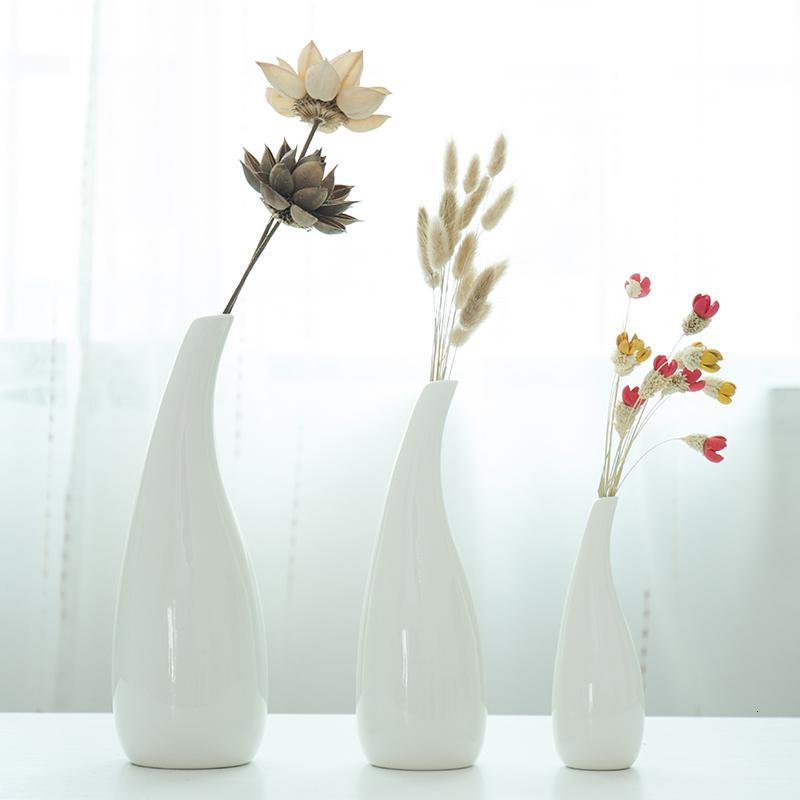 ins北欧陶瓷花瓶干花插花小清新装饰品白色简约现代客厅餐桌摆件三维