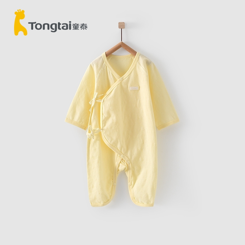 童泰(TONGTAI)夏季0-3月新生婴儿男女宝宝衣服纯棉轻薄蝴蝶系带蛤衣连体衣儿童家居服连体衣