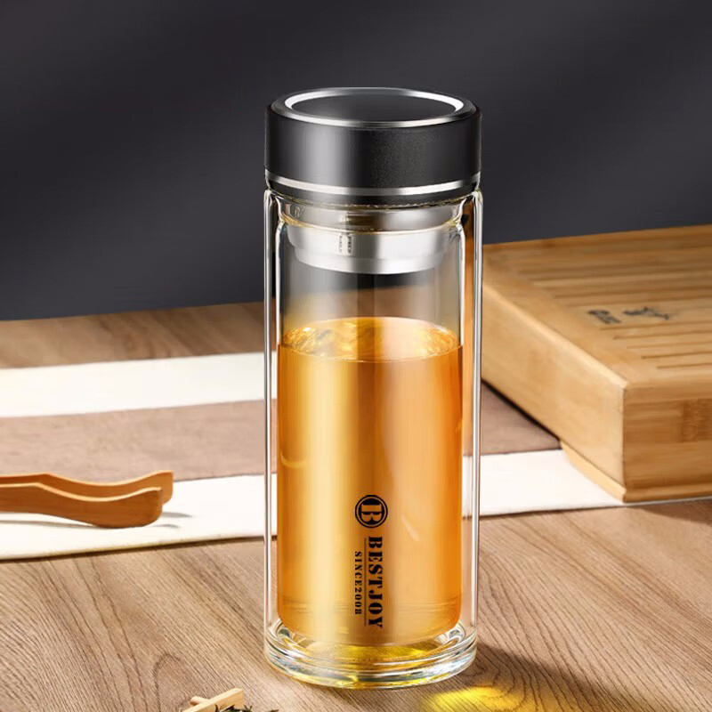 富光 FGBE-BL02 双层玻璃水杯带过滤 520ml (黑色)