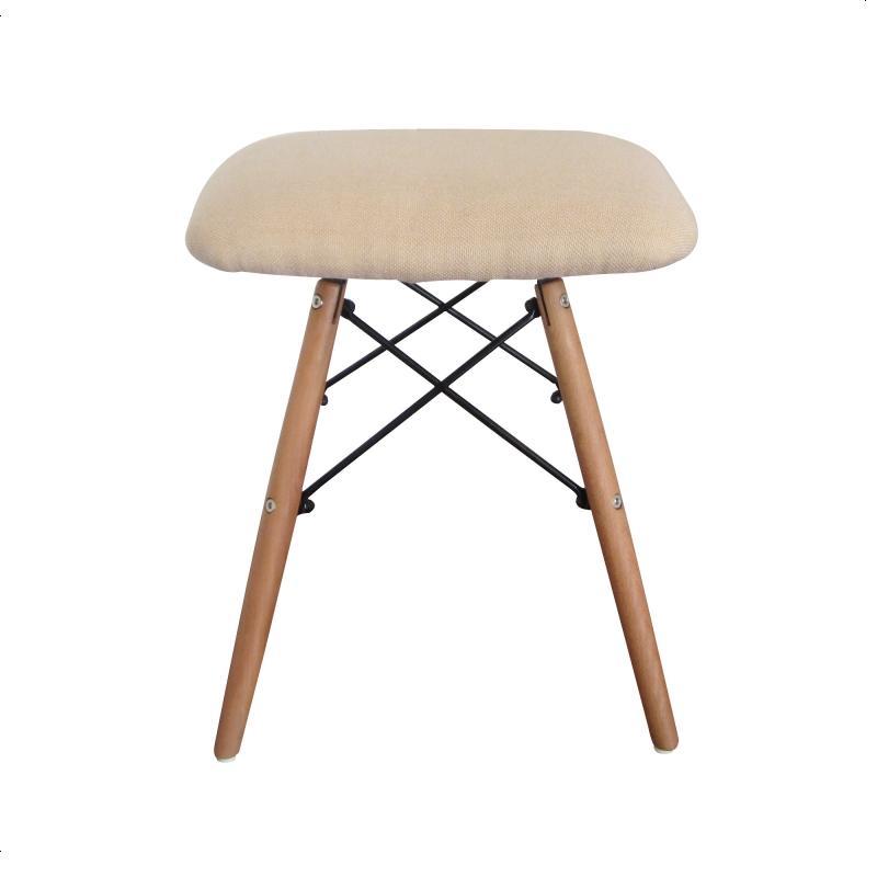 梳妆美甲椅子古筝木头凳子简约卧室化妆台小沙发家用高布艺软方凳 浅驼色