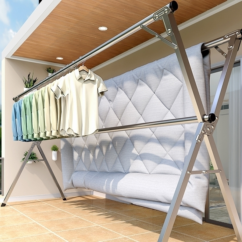 定制晾衣架落地折叠室内家用阳台室外不锈钢卧室凉伸缩式杆晒被子神器