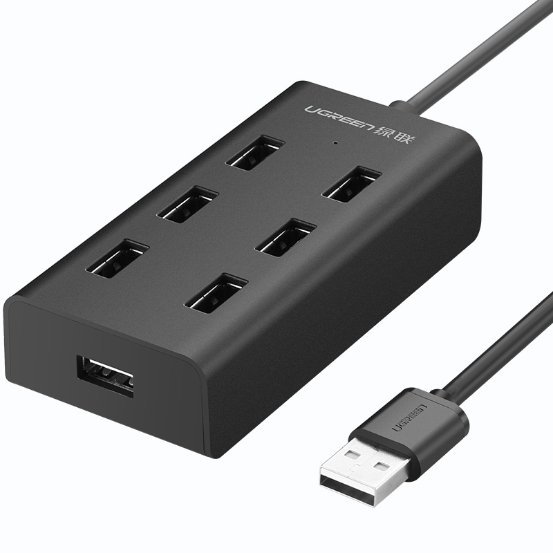 绿联cr130usb207口分线器黑色1米30374视频