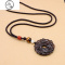 JiMi冰种黑曜石毛衣链男女百搭貔貅项链长款秋冬2022年新款装配饰