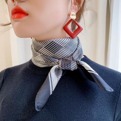 格子黑边黑色商务四角巾方巾韩版柜姐空姐丝巾系脖白衬衫女配饰格子
