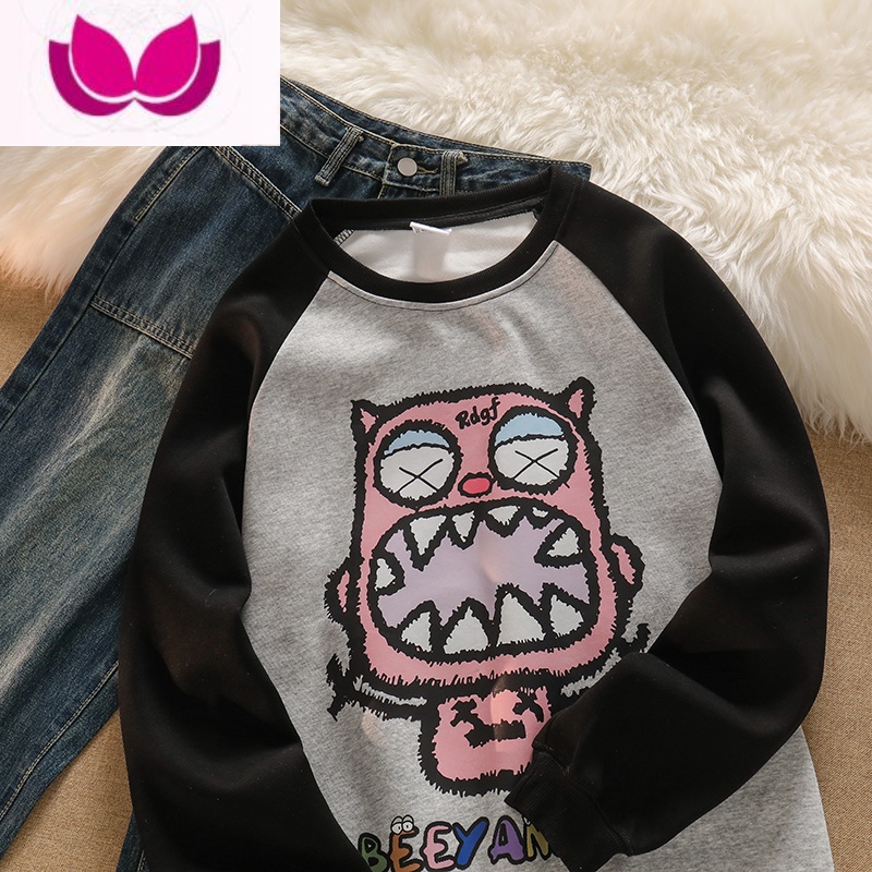 七斓穿搭不重样!慵懒风插肩袖小众卫衣女阔腿牛仔裤洋气炸街套装冬装高清大图